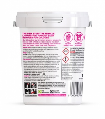 THE PINK STUFF pulveris traipu tīrīšanai krāsainai veļai 1kg