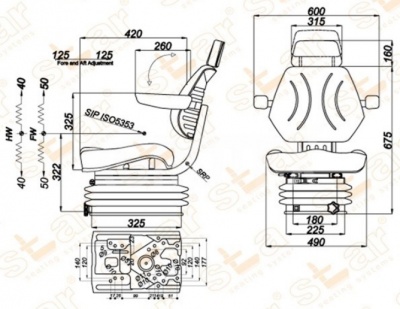 Sēdeklis Star STPlus BSV1 PVC, mehāniskais